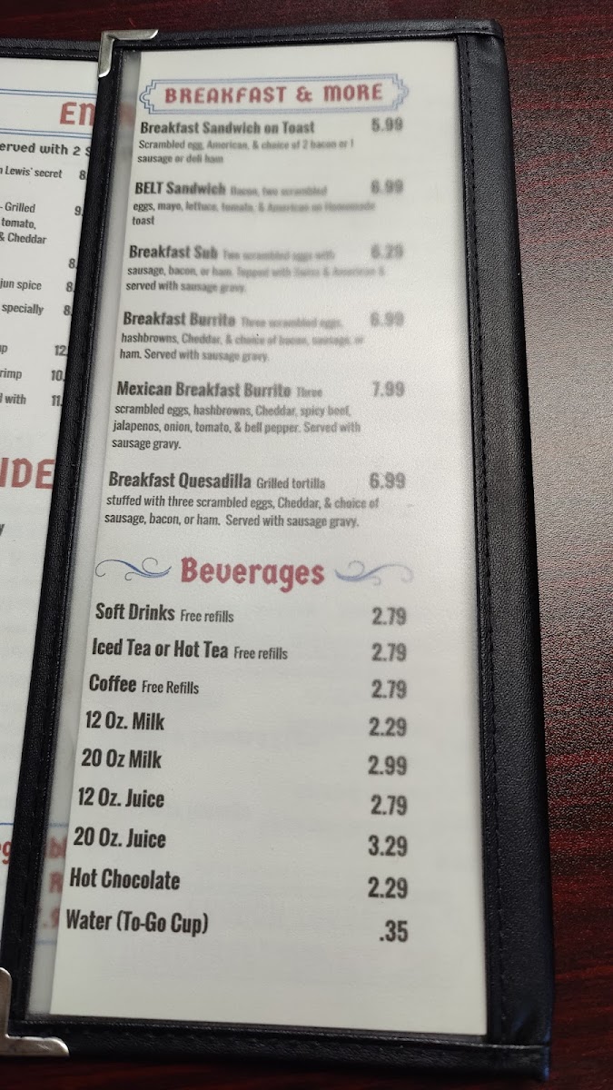 Menu Lewis' Family Restaurant-10